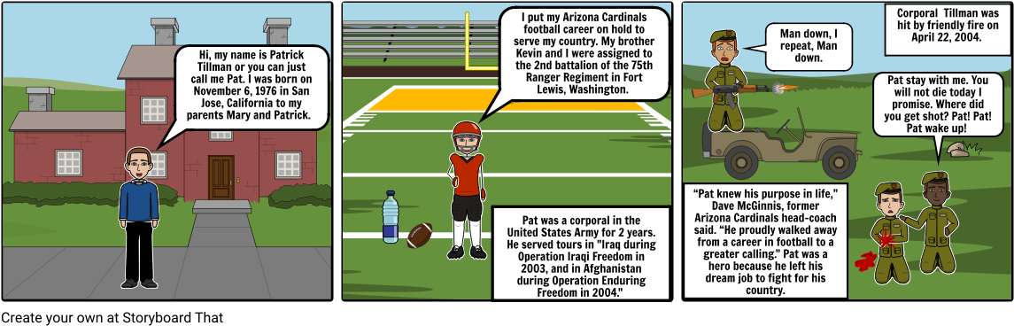 Pat Tillman - Cartoon Clipart (1164x385), Png Download