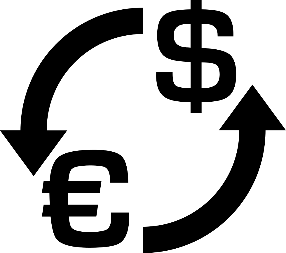 Money Exchange Euro Dollar Svg Png Icon Free Download - Euro Dollar Icon White Clipart (980x866), Png Download