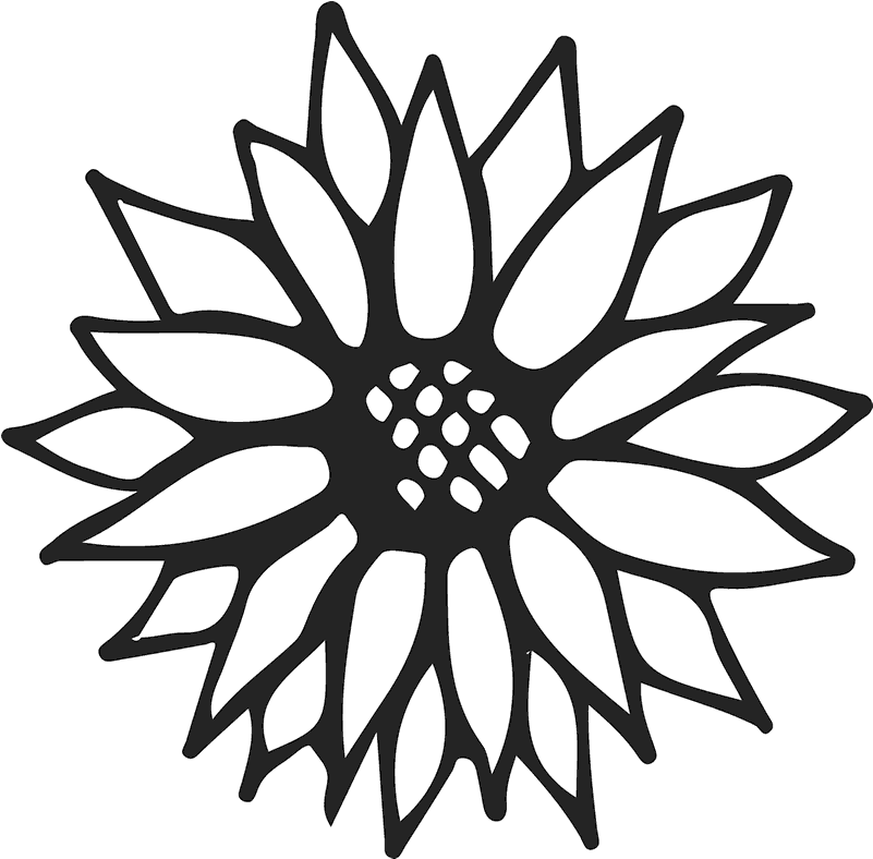 Sunflower Outline Rubber Stamp - Free The Word Gif Clipart (801x788), Png Download