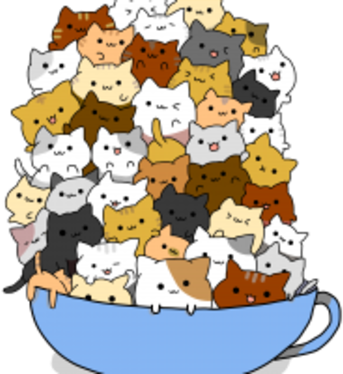 Cute Kawaii Cats Clipart (1200x1200), Png Download