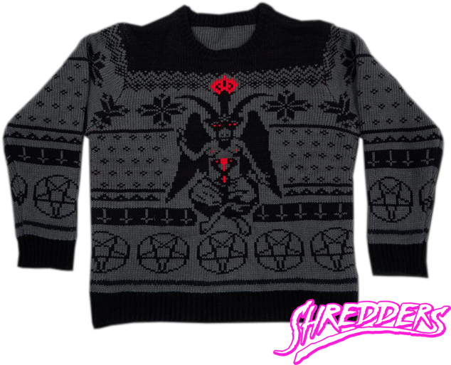 Satanic Knit Baphomet Sweater Shredder Satan Jumper - Baphomet Christmas Sweater Clipart (684x560), Png Download