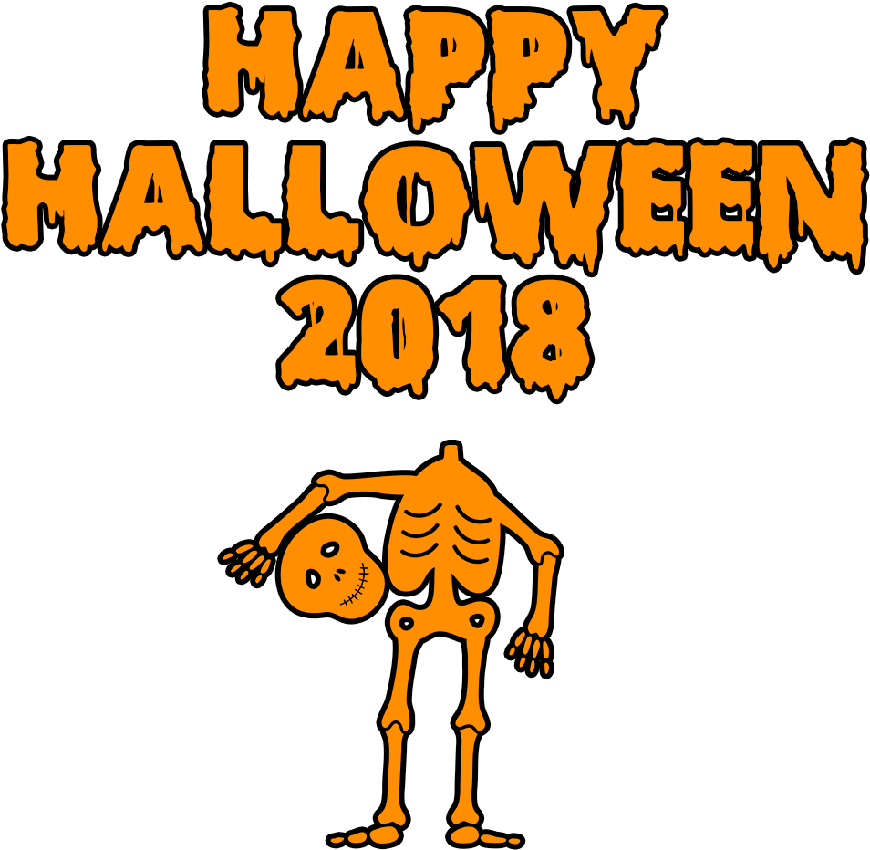 Download Happy Halloween 2018 Scary Skeleton Bloody - Happy Halloween 2018 Clipart - Png Download (1000x1000), Png Download
