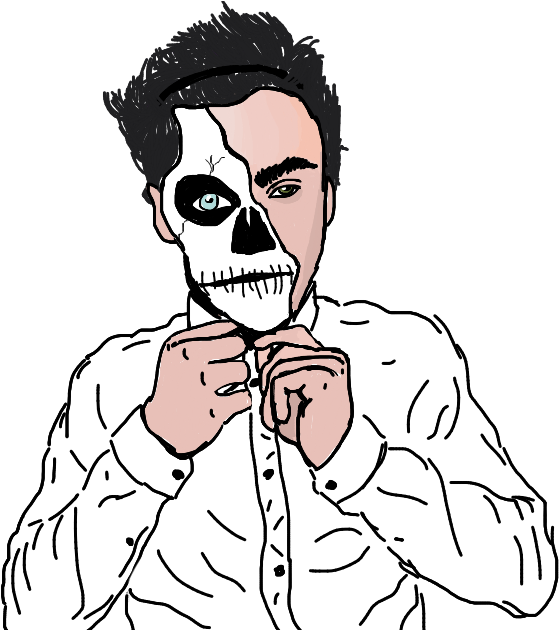 Ethandolan Halloween Skeleton Draw Drawing Sketch Freet - Cartoon Ethan Dolan Drawing Clipart (640x629), Png Download