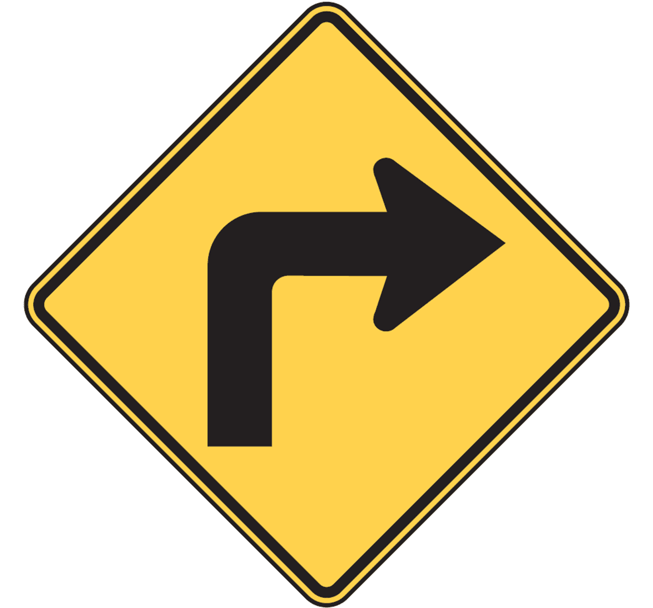 Right Turn Sign Is Used In - Right Turn Ahead Sign Clipart (1600x1200), Png Download