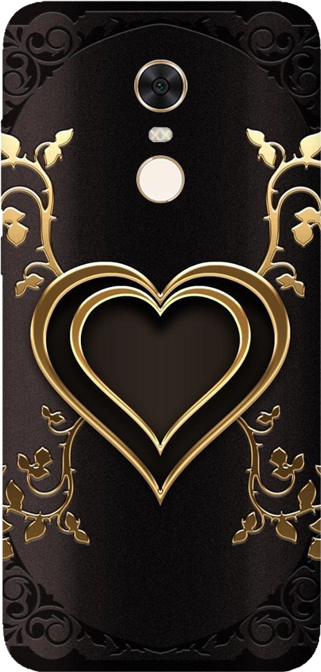 Double Golden Heart Printed Case Cover For Redmi 5 - Wallpaper Clipart (1000x1000), Png Download