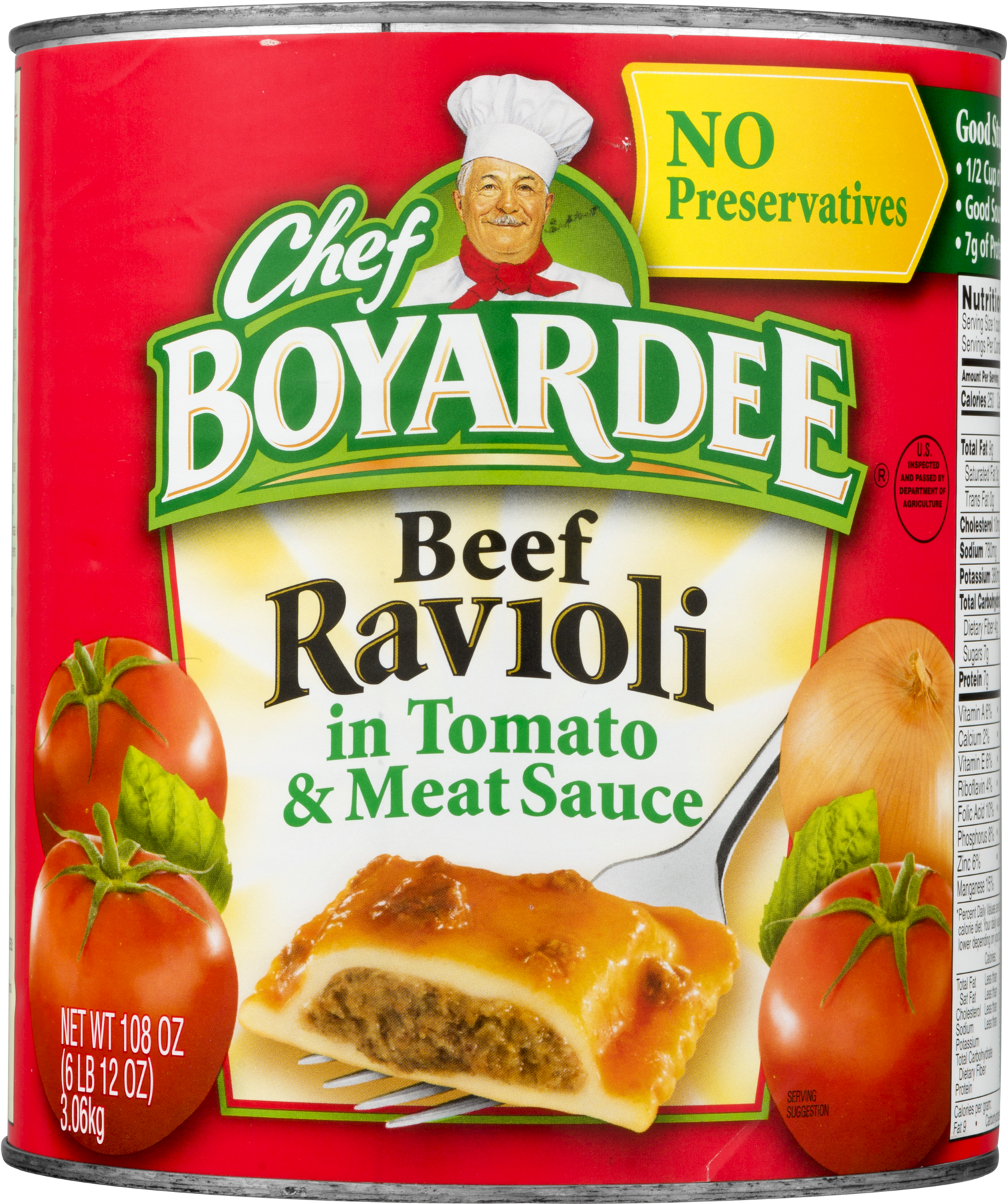 Food Beefaroni - Chef Boyardee Beef Ravioli Clipart (1800x1800), Png Download