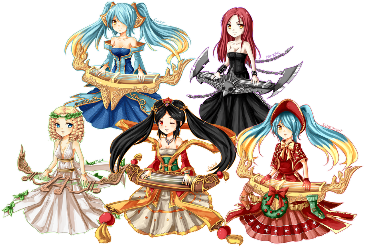 Sm4llplayer - League Of Legends Sona All Skins Clipart (1280x868), Png Download