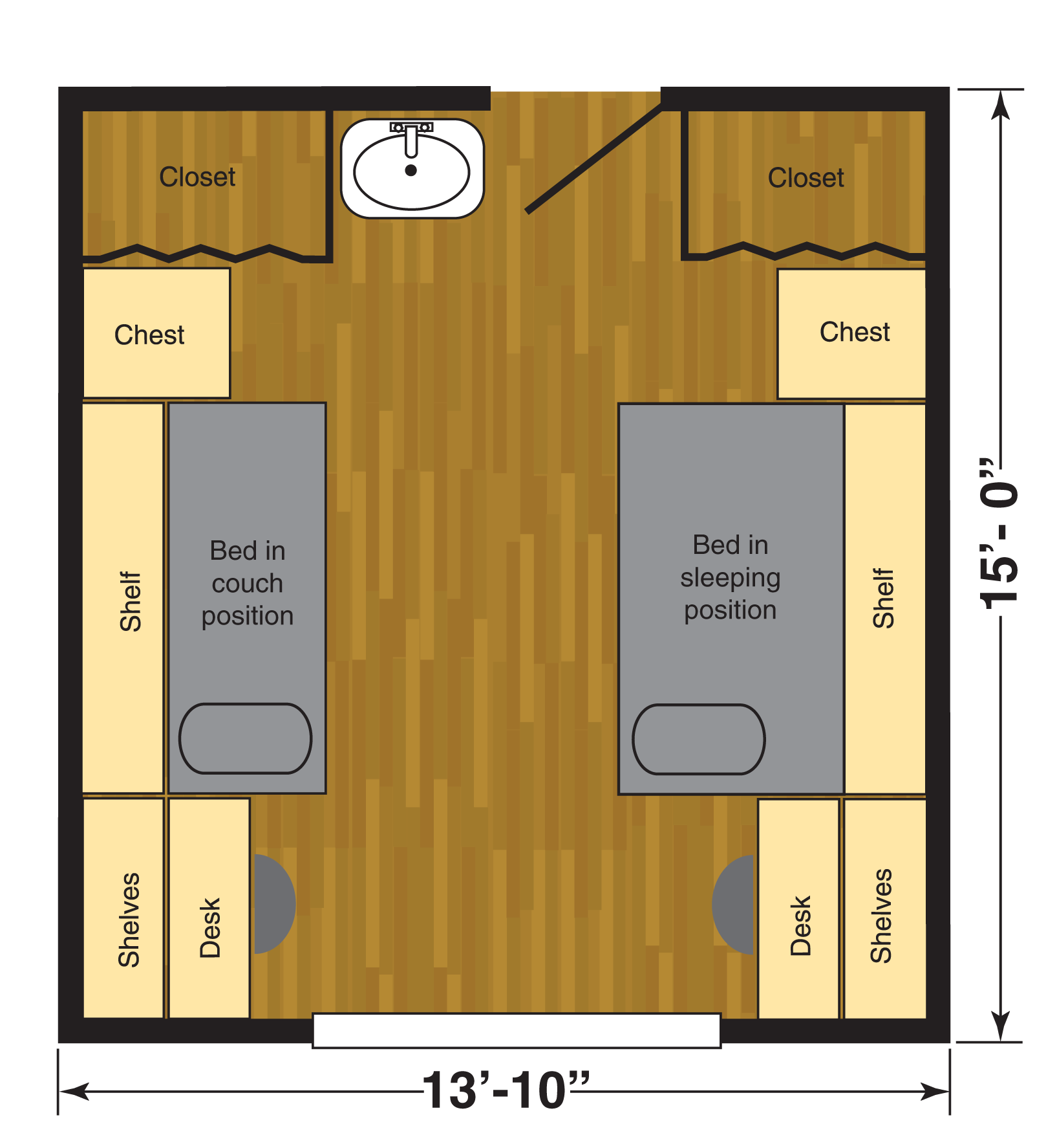 Coleman Room Diagram And Floor Plan - Small Dorm Floor Plans Clipart (1800x2000), Png Download