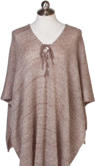 1980 Beige Lace Up Poncho - Cardigan Clipart (600x600), Png Download
