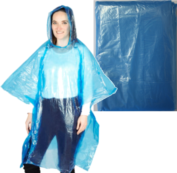 Adult Blue Rain Poncho Box Of - Blue Rain Poncho Clipart (717x703), Png Download