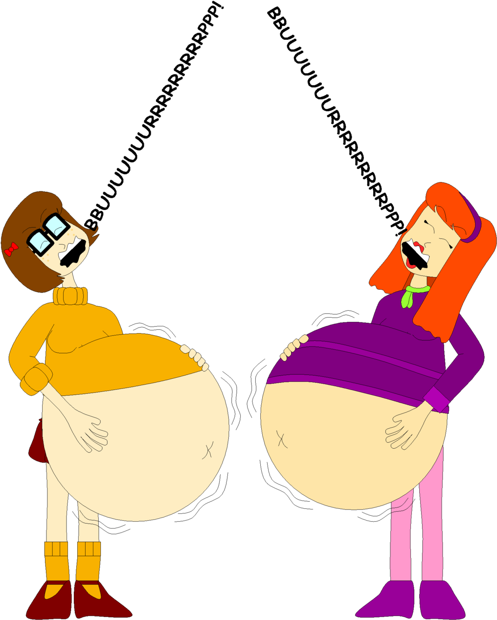 Burp Drawing Belly - Daphne & Velma Clipart (1016x1267), Png Download