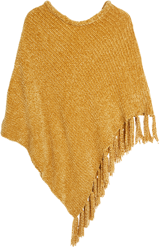 Yellow Poncho With Fringes Yellow - Wool Clipart (888x888), Png Download