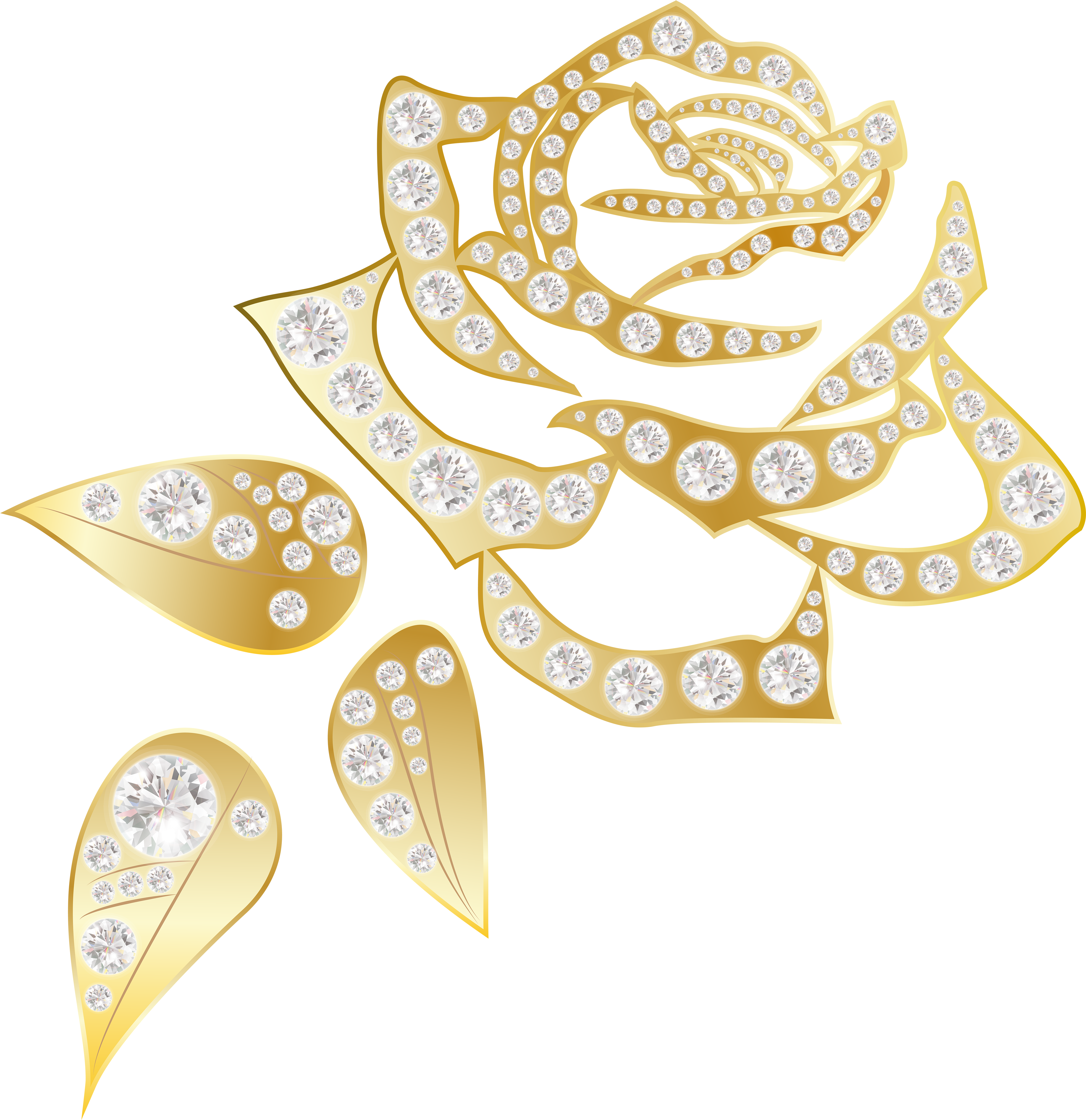 Gold Rose With Diamonds Png Clip Art Image - Rose Gold Rose Symbol Transparent Png (4845x5000), Png Download
