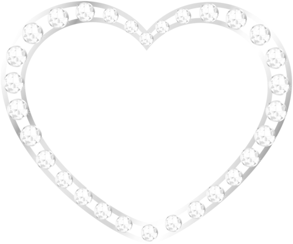 Silver Heart With Diamonds - Silver Gold Png Frame Clipart (600x522), Png Download