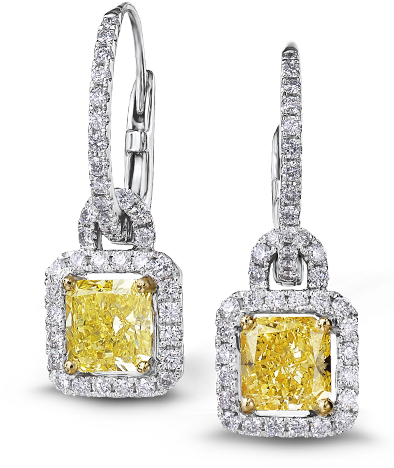 Shimansky Fancy Yellow Diamond Halo Drop Earrings - Earrings Clipart (800x800), Png Download