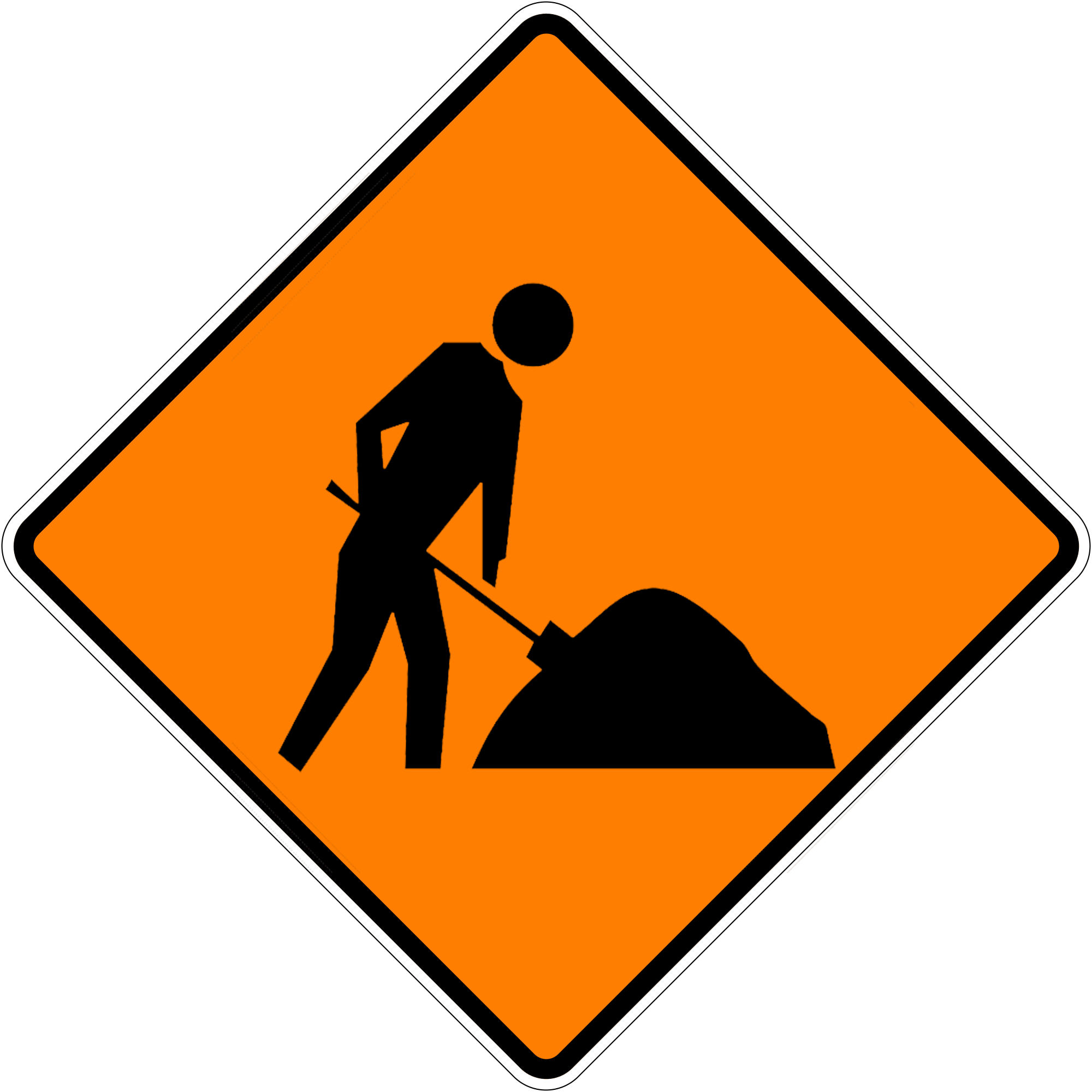 Road Works Ahead Pw03 2 01 - Free Printable Construction Sign Clipart (2000x2000), Png Download