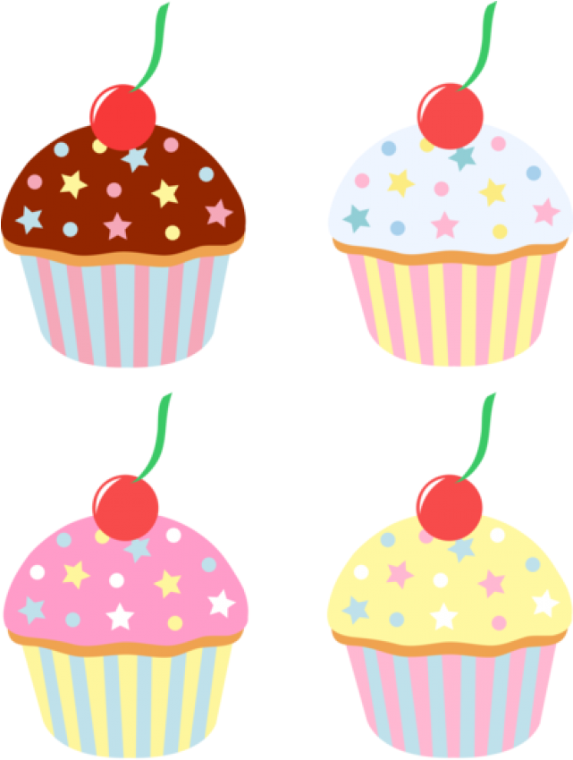 Vanilla Cupcake Clipart Birthday Cupcake - Cartoon Cakes And Sweets - Png Download (640x864), Png Download
