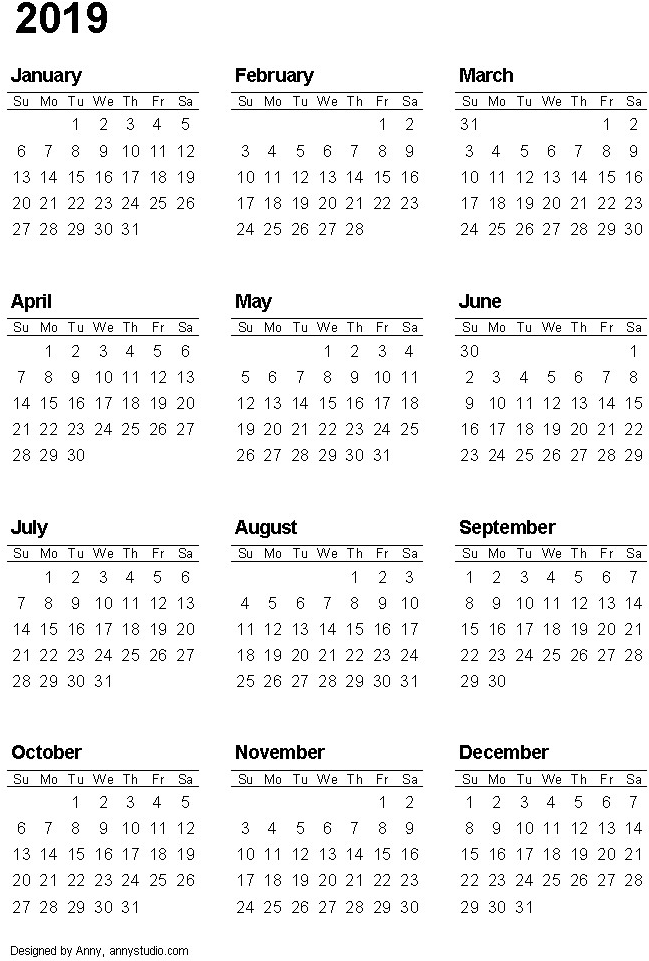 Calendar 2019 Png Image - Printable Calendar 2019 A4 Clipart (700x1000), Png Download