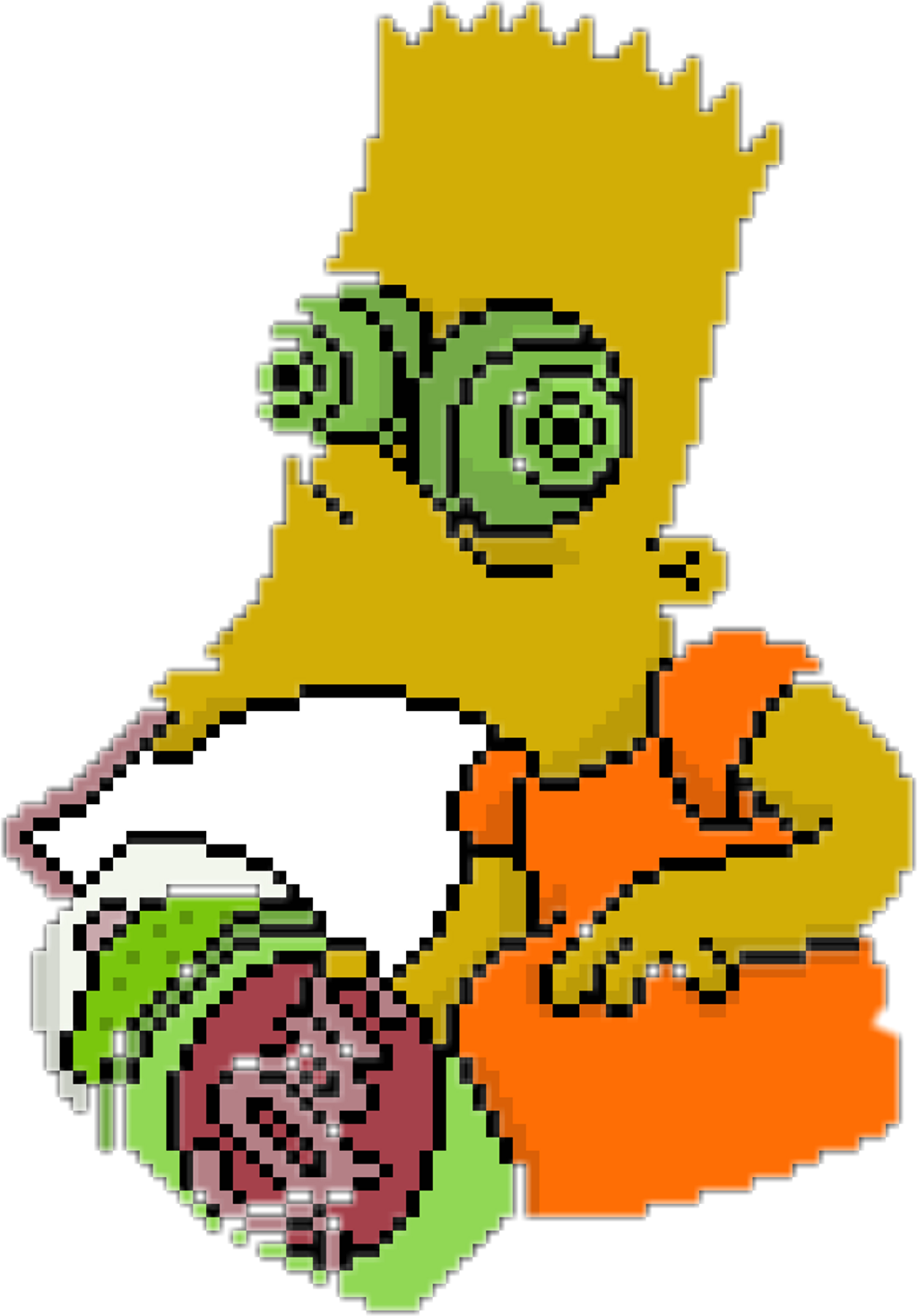 Grunge Sticker - Bart The Simpsons Pixel Art Clipart (1024x1468), Png Download