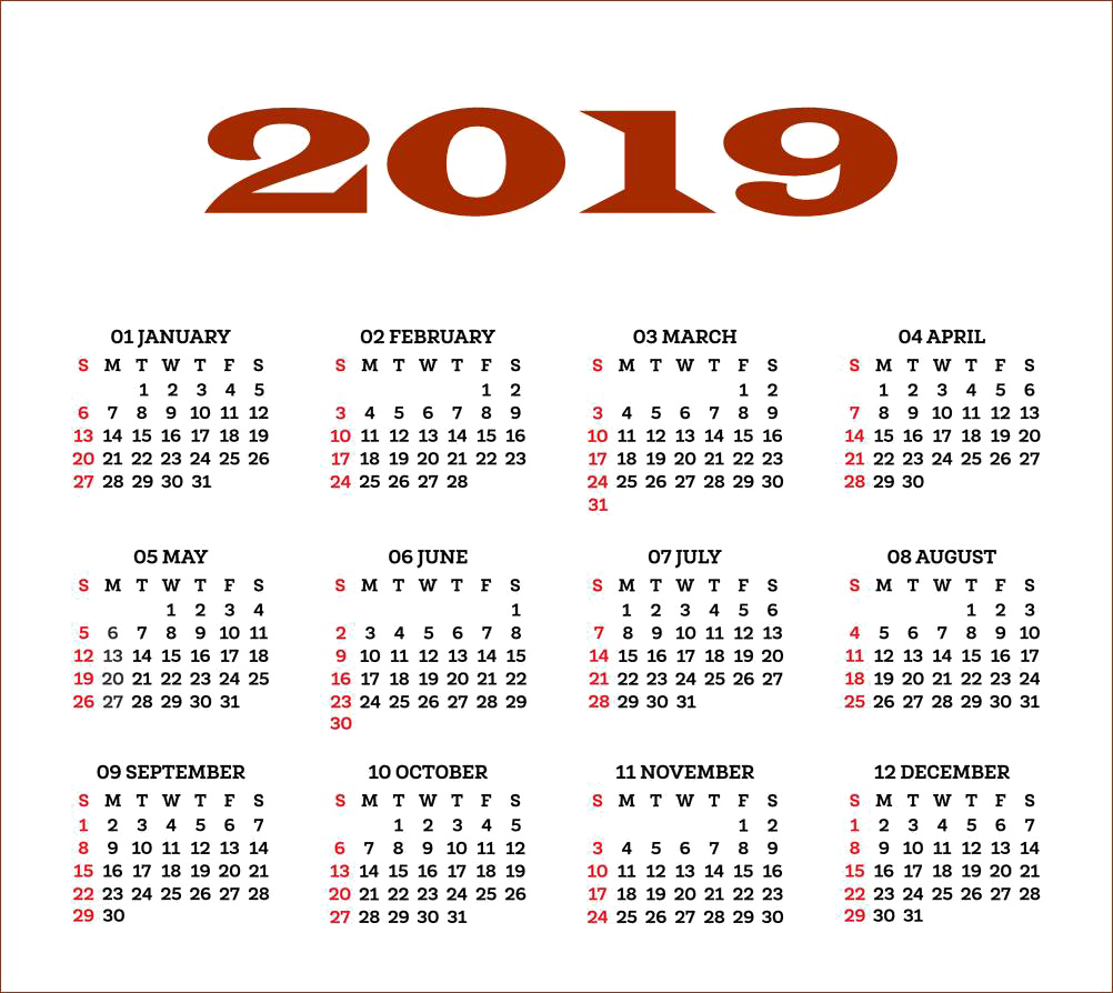 2019 Calendar Png Free Download Clipart (1002x894), Png Download