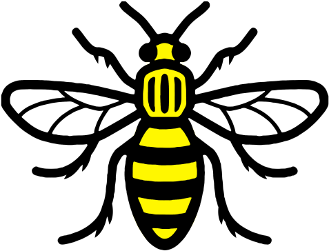 Bee Tattoo Manchester, Manchester Worker Bee, Abdomen - Manchester Bee Tattoo Design Clipart (500x707), Png Download
