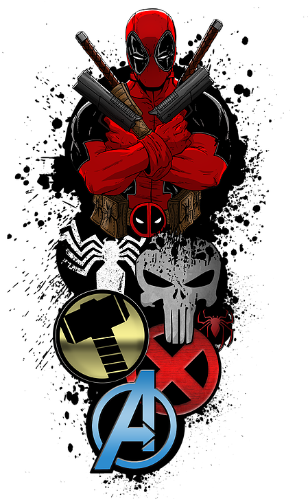 Deadpool Png Transparent Image - Marvel Black And White Tattoo Clipart (471x728), Png Download
