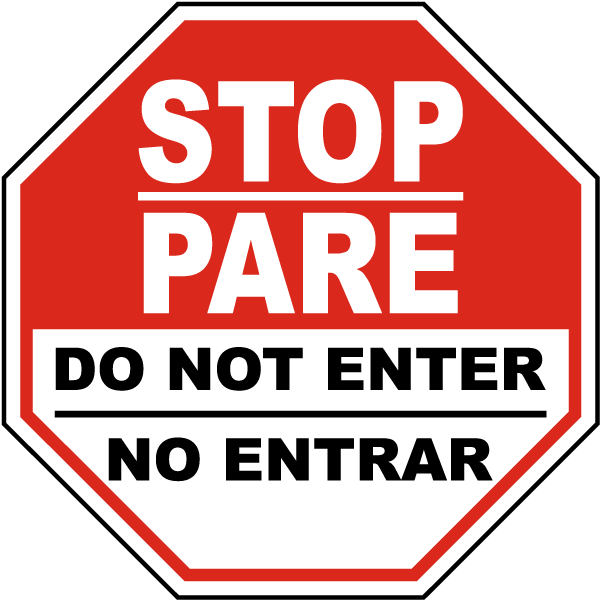 600 X 600 4 - Bilingual Do Not Enter Sign Clipart (600x600), Png Download