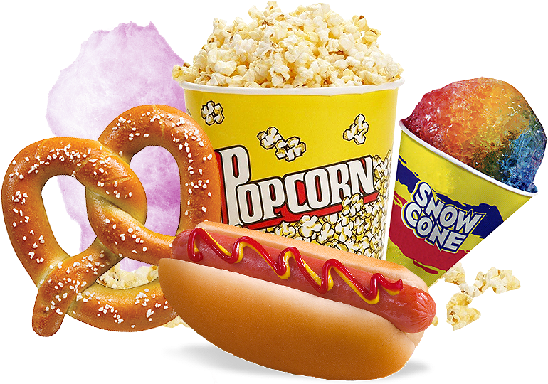 We Rent Party Concessions, Such As Popcorn, Cotton - Cotton Candy Hot Dogs And Popcorn Clipart (788x578), Png Download