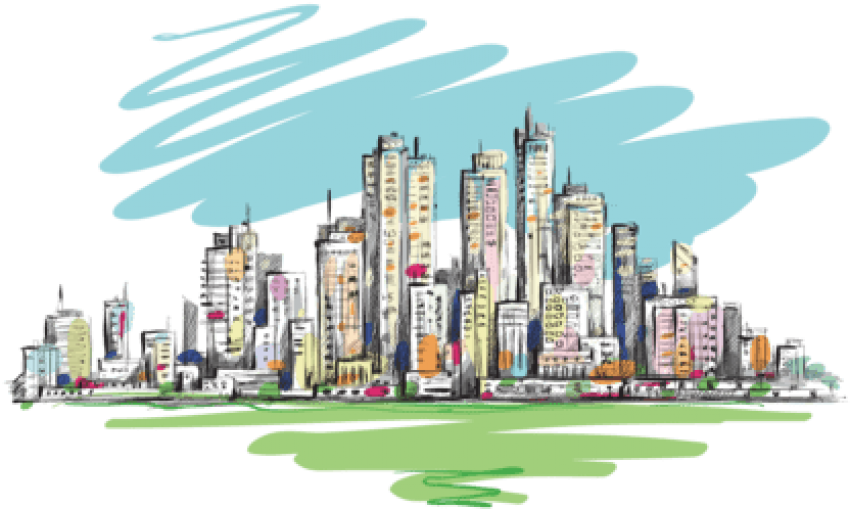 Free Png Download City Line Transparent Watercolor - Ciudad Acuarela Png Clipart (850x509), Png Download