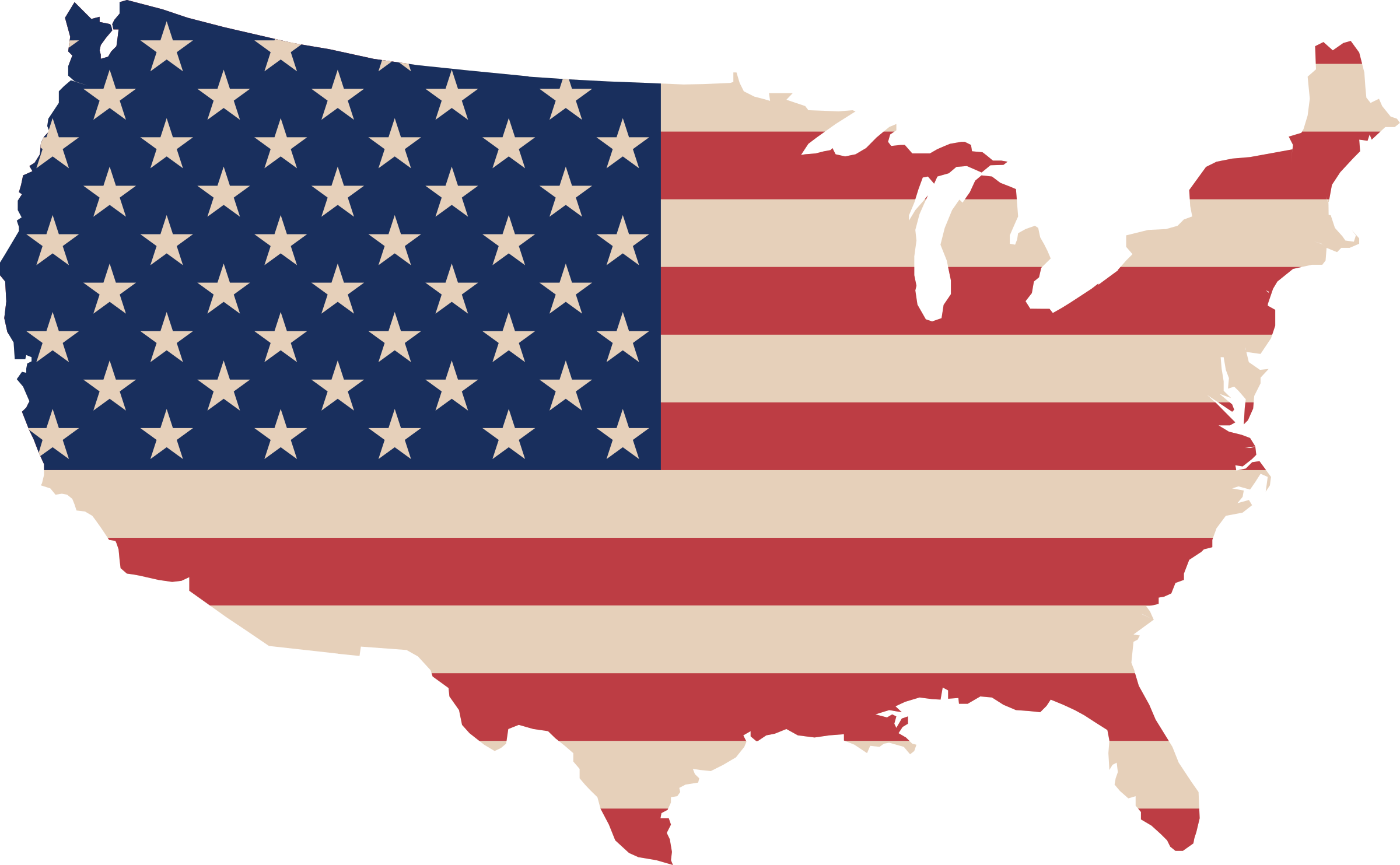 This Free Icons Png Design Of Usa Map And Flag Clipart (2400x1483), Png Download