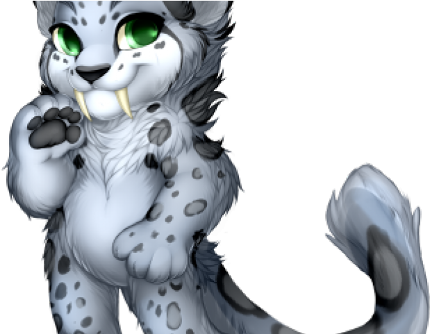 Drawn Snow Leopard Dragon Wing - Cartoon Clipart (640x480), Png Download