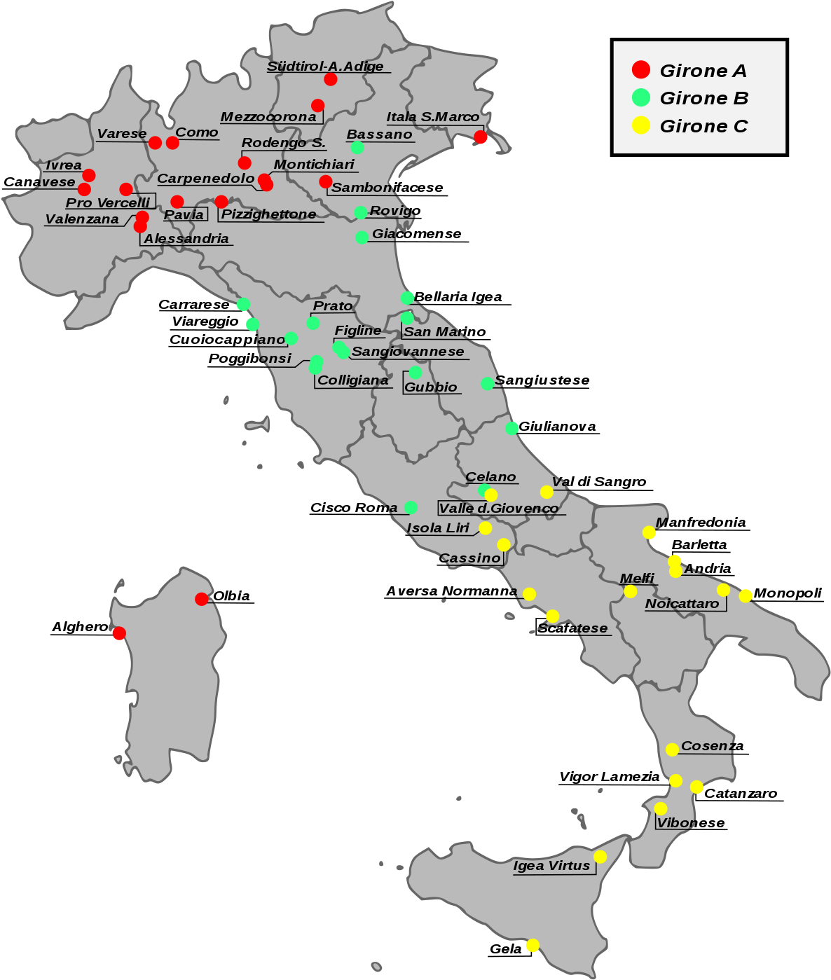 Italian Football Teams Map Clipart - 580 5802800 Italian Football Teams Map Clipart