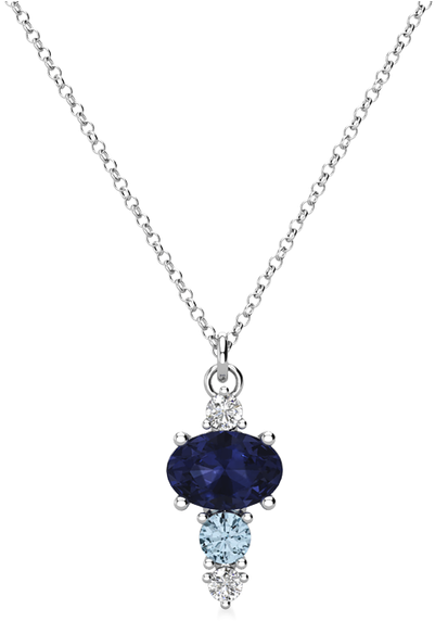 Somerset 14k White Gold Necklace With Iolite, Aquamarine, - Locket Clipart (650x650), Png Download