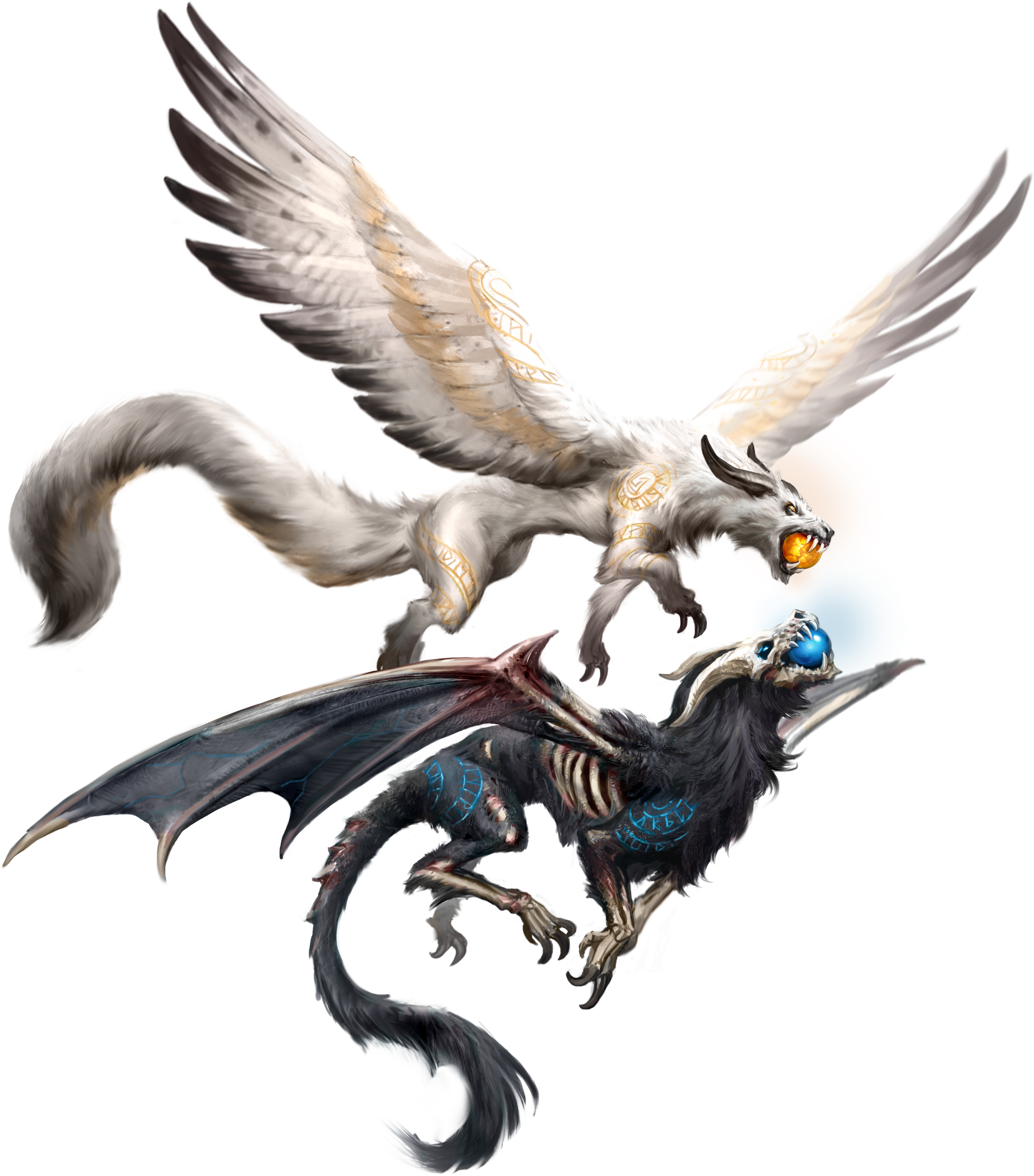 Lupine Siblings - Skoll And Hati War Dragons Clipart (3581x3466), Png Download