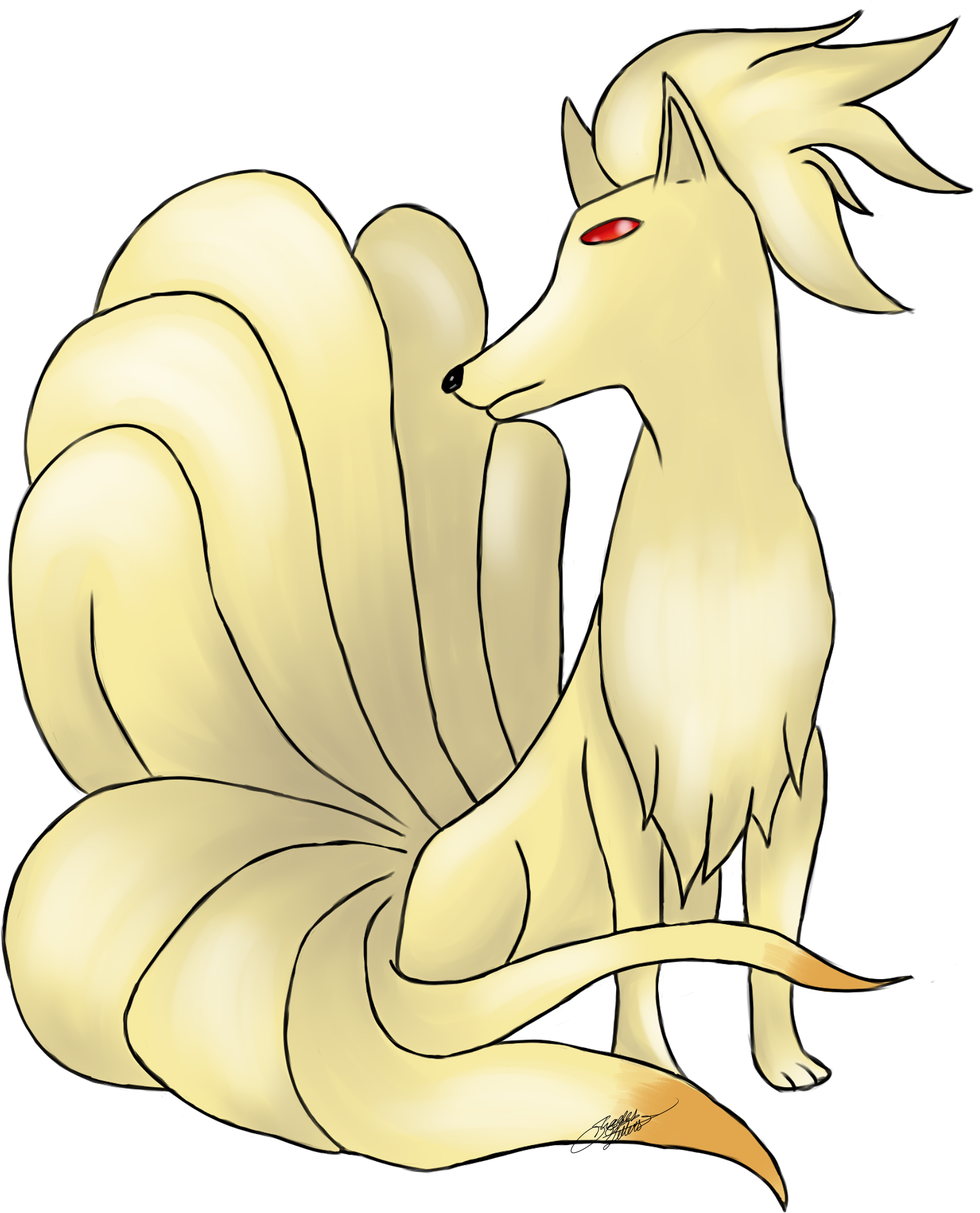 Ninetails Umbreon - Cartoon Clipart (3200x2200), Png Download