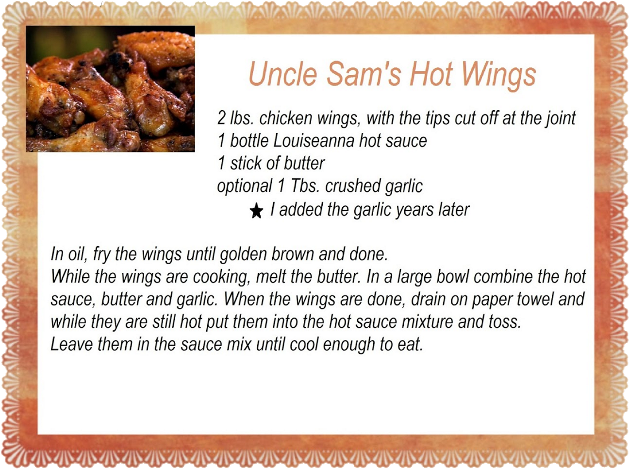 Free Recipe Card - Hot Wings Recipe Clipart (1600x976), Png Download
