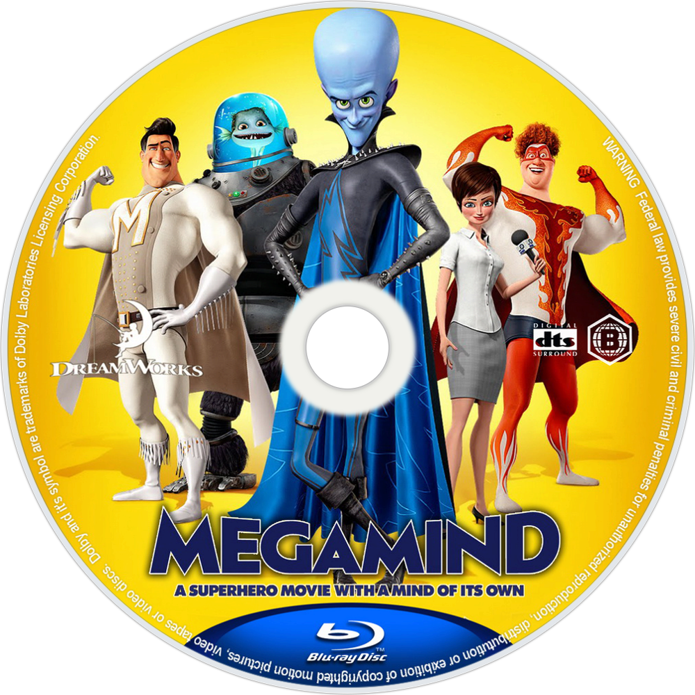 Megamind Bluray Disc Image - Megamind Movie Poster Clipart (1000x1000), Png Download