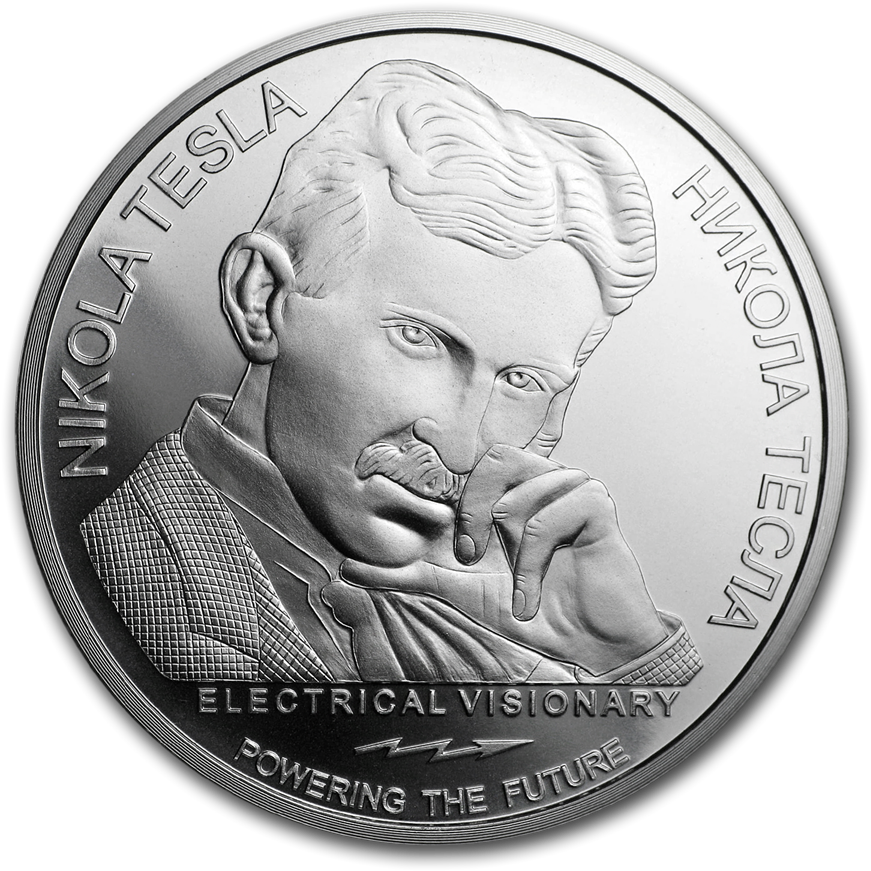 2019 Serbia 1 Oz Silver 100 Dinar Nikola Tesla - Mercury 1 Oz Silver Round Clipart (900x900), Png Download