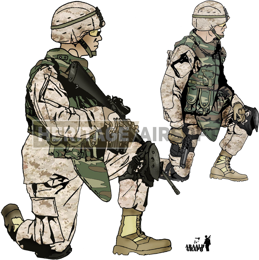 Marines In The Gulf - Us Marine Loadout Clipart (865x866), Png Download