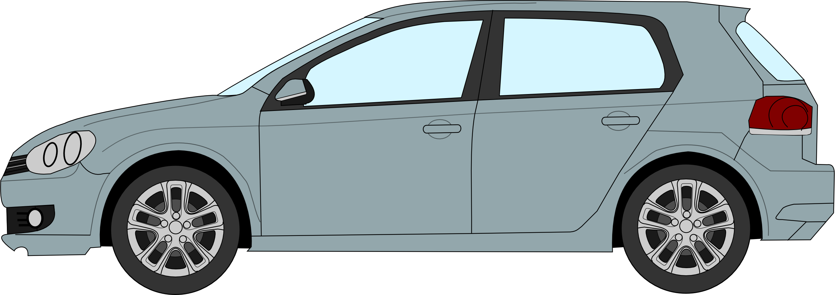 Vw Golf 6 Profile Drawing - Ford Mustang 2005 Side Clipart (2668x944), Png Download