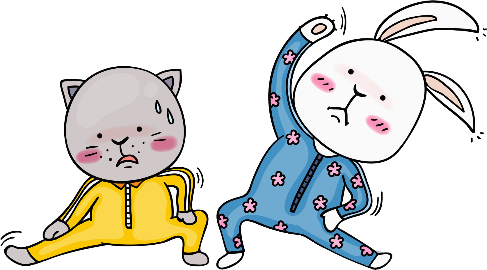 Physical Stretching Warming Up - Cartoon Animal Exercise Png Clipart (1674x928), Png Download