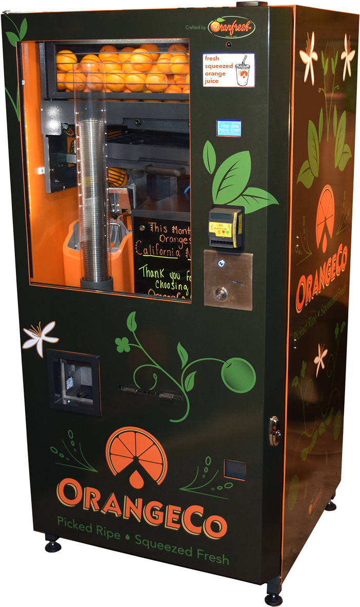 Orangeco Vending Machines Squeeze Fresh Orange Juice - Fresh Orange Juice Vending Machine Clipart (900x1182), Png Download