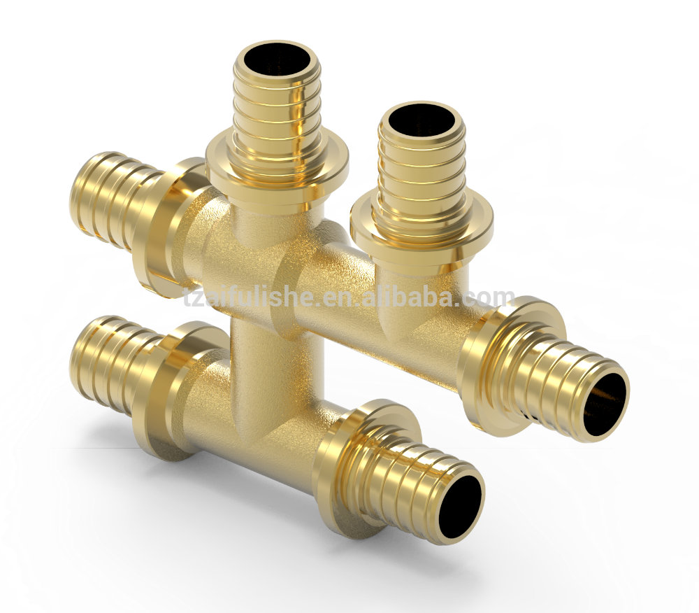 Rehau Six Way Fittings Brass Pex Pipe Fittings - Tap Clipart (1000x876), Png Download