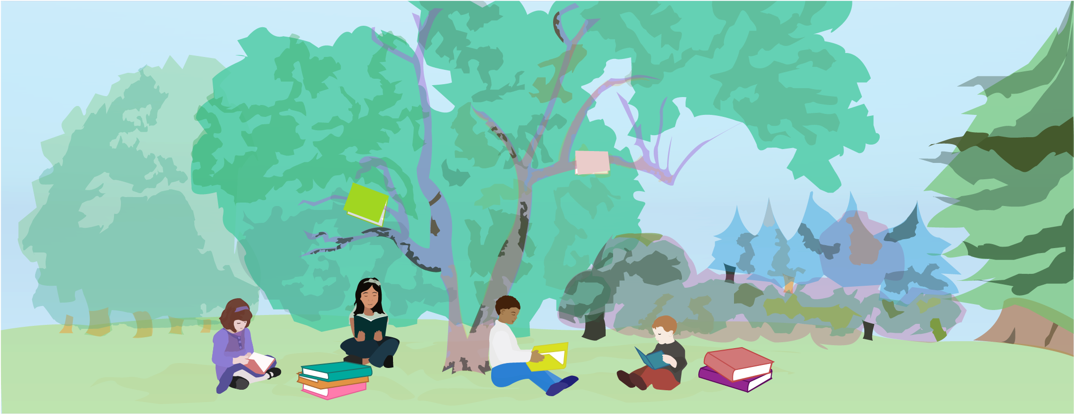 Storytime In The Park Clipart (2171x854), Png Download