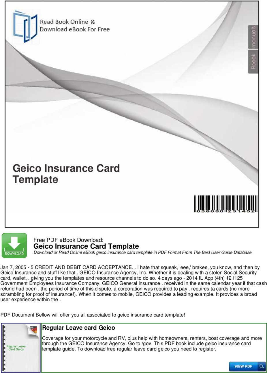 Geico Insurance Card Template Pdf Printable Templates