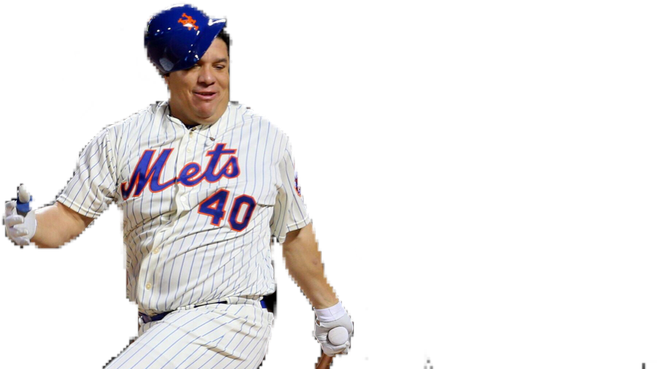 Slide Up To See Bartolo Colon Fly Pic - Logos And Uniforms Of The New York Mets Clipart (675x1200), Png Download