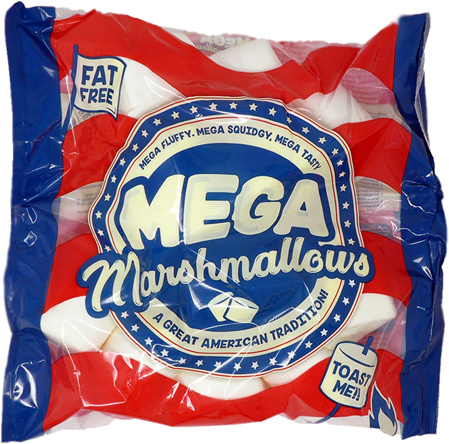 Marshmallows Png - Mega Marshmallows - Snack - Snack Clipart (630x623), Png Download