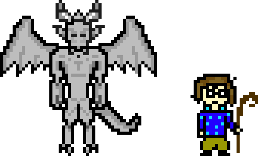 Genes The Gargoyle And William - Pixel Gargoyle Clipart (841x511), Png Download