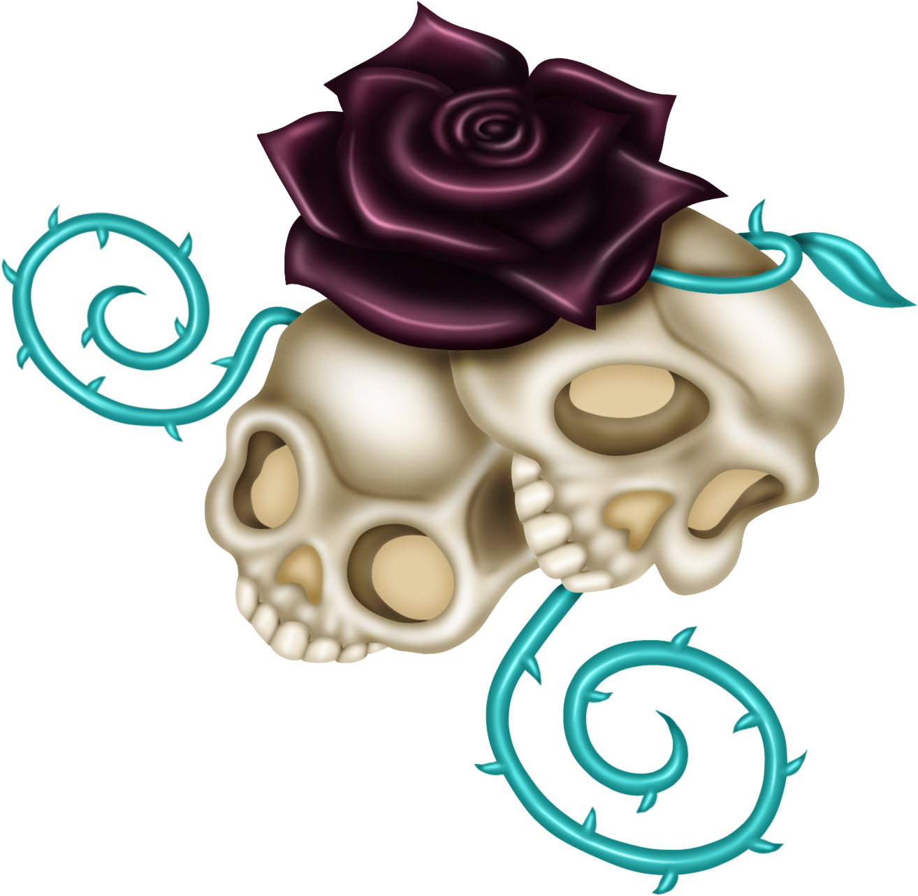 Colorful Skulls, Black Roses, Skull Design, Scrap, - Illustration Clipart (1314x1282), Png Download