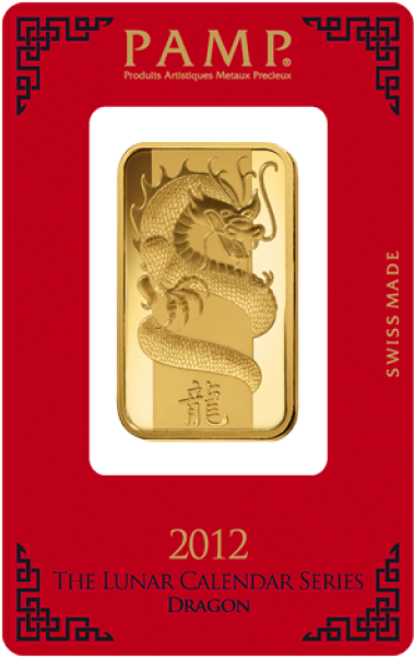 1 Oz Pamp Gold Dragon Obv - Gold Pamp Lunar Dragon Clipart (600x600), Png Download